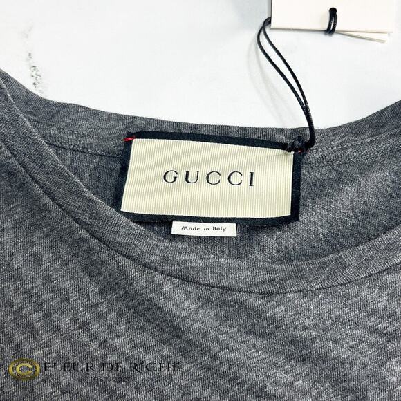 Unisex NWT Gucci Classic Logo Print T-shirt Gray sz XL - Picture 4 of 7